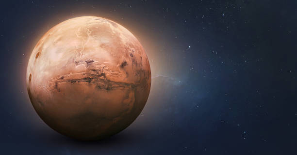 istock Red planet Mars surface. Exploration and expedition on red planet. Sphere of Mars in space. Elements of this image furnished by NASA 1304283228