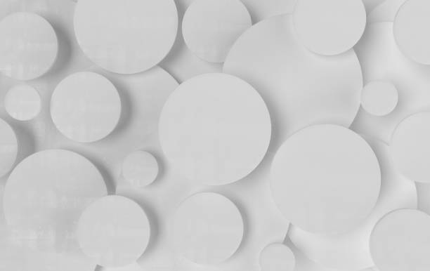 istock Round disc abstract background, depth of field effect. Modern cellular panel with circles, ceramic or concrete white decoration elements. 3d wall texture.  Geometric 3d rendering background for interior wallpaper design 1304283884
