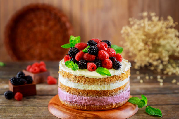 istock Sweet cake with fresh berries on the top. 1304309664