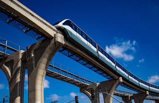 New monorail train located on the east side of the city of São Paulo, Brazil