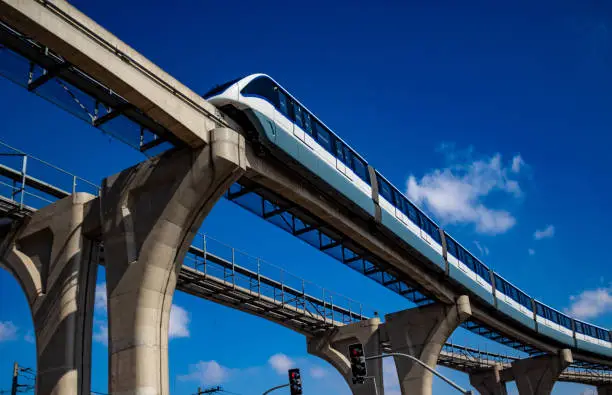 New monorail train located on the east side of the city of São Paulo, Brazil