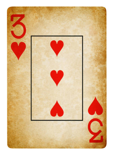 istock Three Of Hearts Vintage playing card - Isolated 1304314021