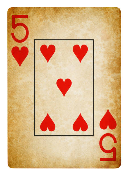 istock Five Of Hearts Vintage playing card - Isolated 1304314036