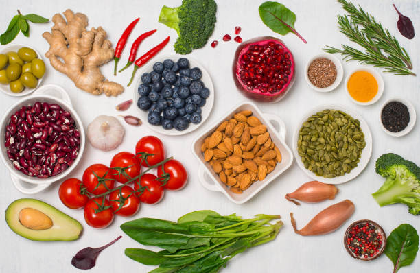 istock Healthy food on white background. 1304316379