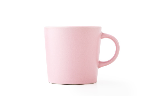 Pastel pink mug isolated on white background