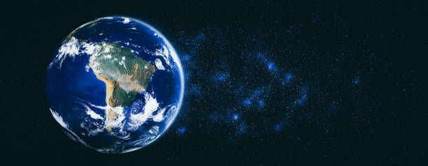 istock Planet earth globe view from space showing realistic earth surface and world map 1304322092