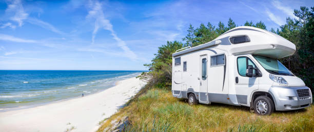 istock Vacations in Poland - motorhome at Baltic seashore in Mrzezyno 1304323218