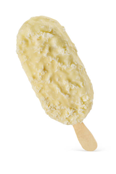 istock Ice cream popsicle with white chocolate and coconut flakes isolated. 1304334408