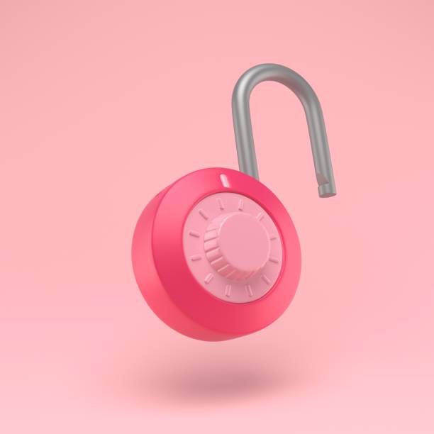 istock Padlock icon simple 3d illustration on pastel abstract background. Lock with combination. Minimal concept. 3d rendering 1304339527