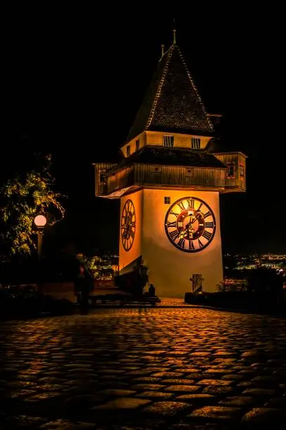Graz clock tower (Am Schlossberg) at morning, Styria, Austria