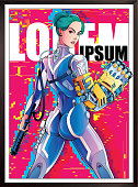 istock Cyberpunk Glitch Poster 1304348524