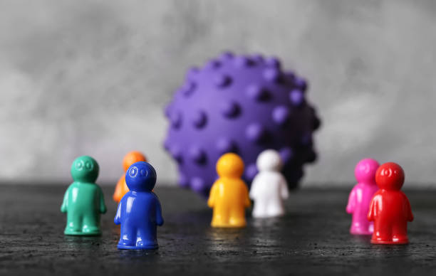 istock Men  and virus  on a dark background 1304351029