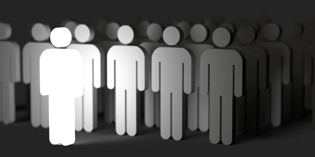 istock Glowing stickman in the team. 1304353299