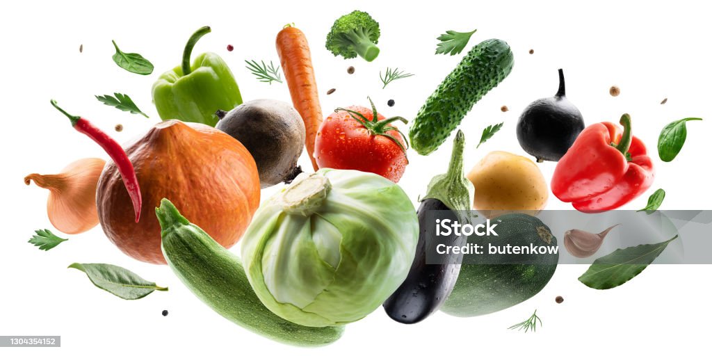 Grand ensemble de légumes d’isolement sur un fond blanc - Photo de Légume libre de droits