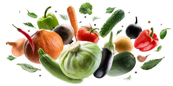 Large set of isolated vegetables on a white background.