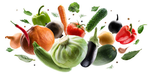 large set of isolated vegetables on a white background - legumes imagens e fotografias de stock