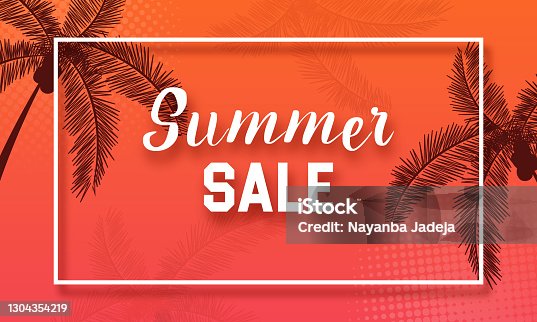 istock Colorful Summer banners, tropical backgrounds with tree. Vector illustration. stock illustration 1304354219