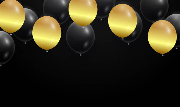 istock Celebration with Gold Balloon and confetti stock illustration 1304355226