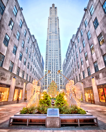 New York, USA: 12/28/2011; Christmas decorations outside New York's Rockefeller Center on 5th Avenue