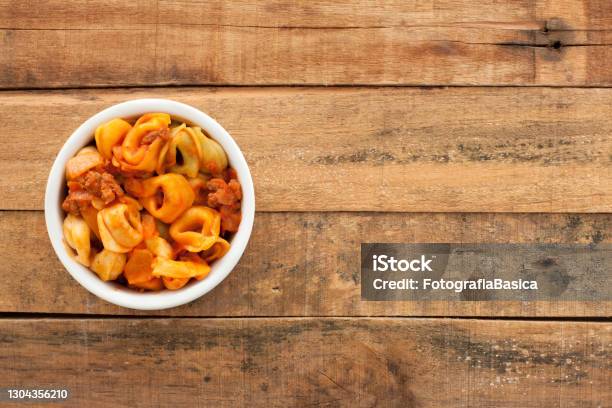 Bolognese Tortellini Wikipedia Stock Photo - Download Image Now - Tortellini, Directly Above, Beige