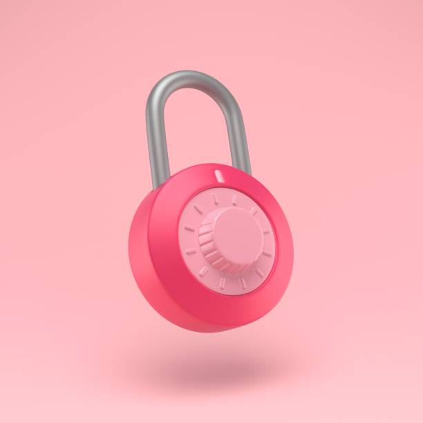 istock Padlock icon simple 3d illustration on pastel abstract background. Lock with combination. Minimal concept. 3d rendering 1304359868