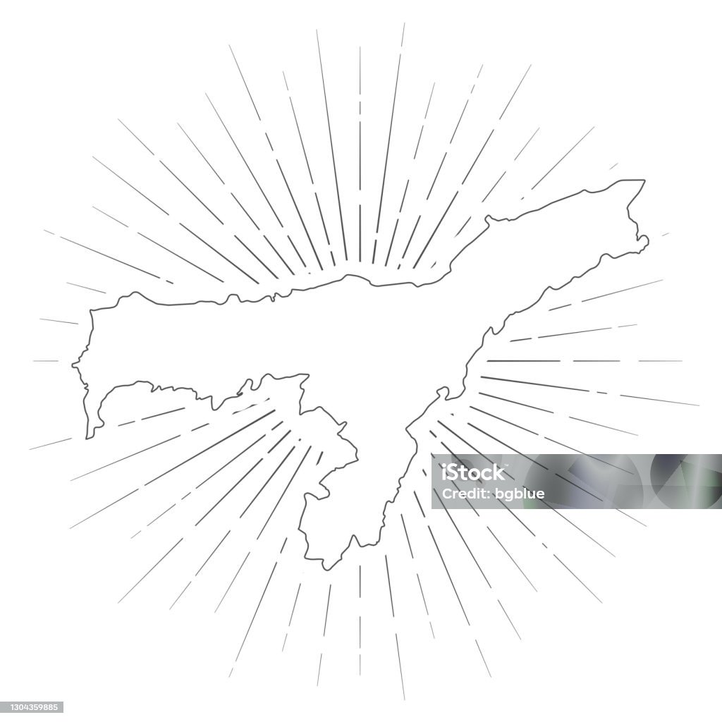 Assam Abstract Map Vector Assam Map With Sunbeams On White Background Stock Illustration ...