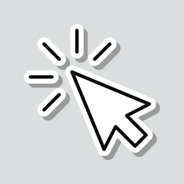 Vector illustration of Click. Icon sticker on gray background