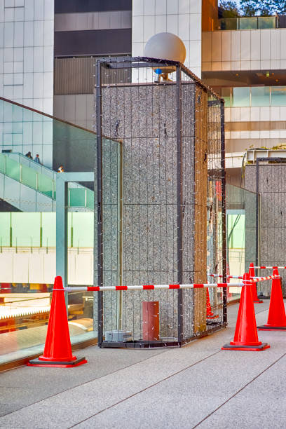 istock Asian Travel Destinations. Line of Restriction Cones During Construction Works.Vertical Image 1304364232