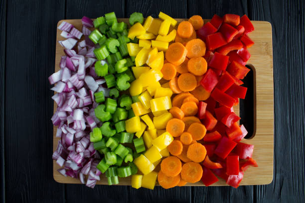 istock Chopped fresh vegetables on the cutting board 1304375242