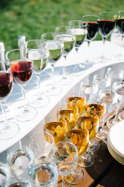 istock glasses in a row at the event, various drinks 1304375302