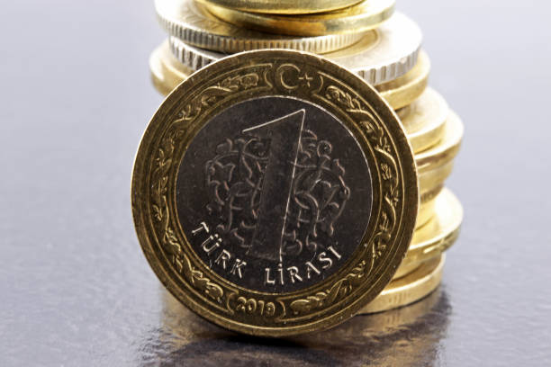 istock close-up Turkish coins on a background 1304375347
