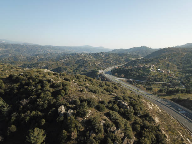 istock Aerial view highways between mountains 1304378661