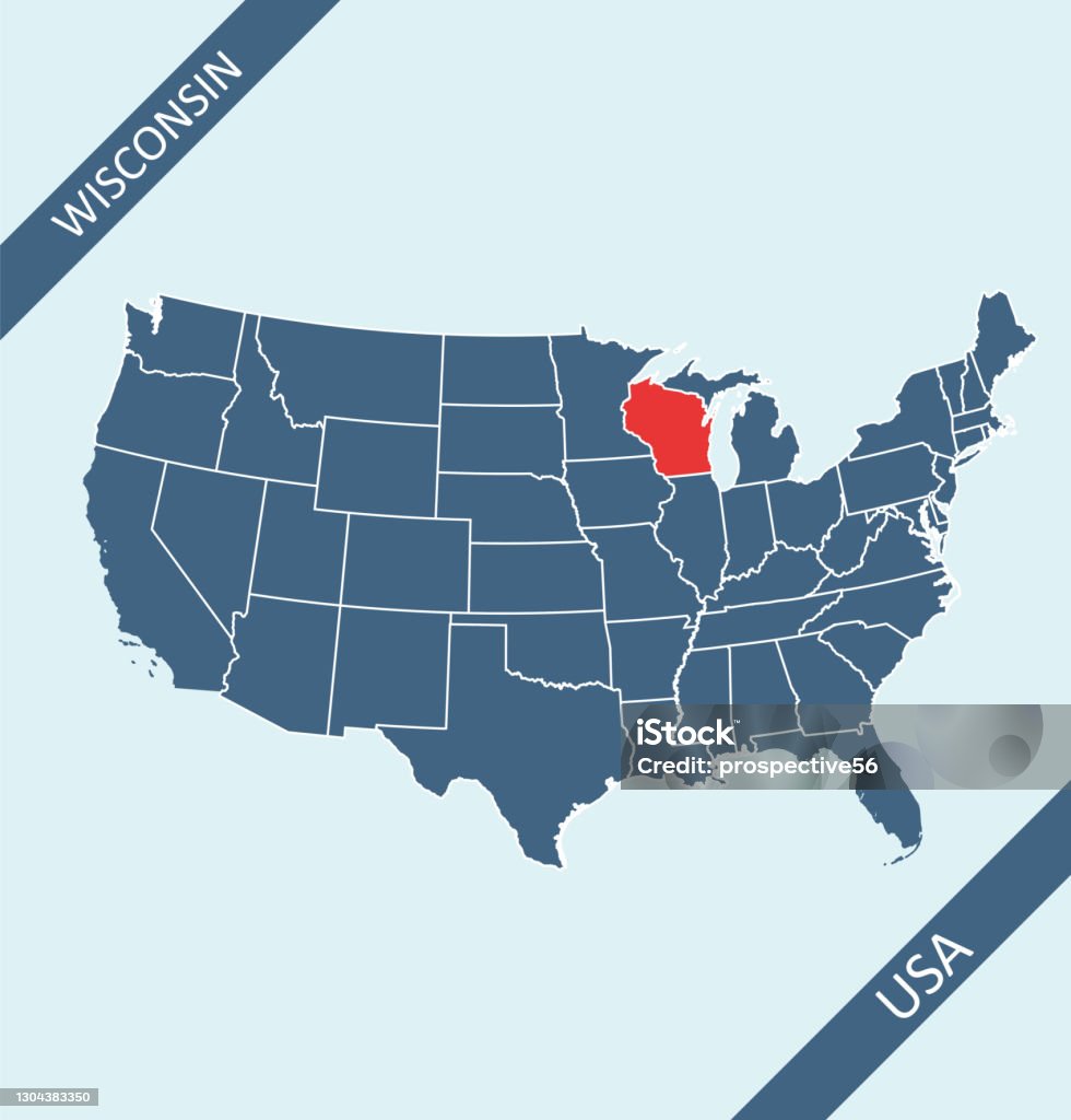 Wisconsin Su Map Wisconsin Location On Usa Map Stock Illustration - Download Image Now ...