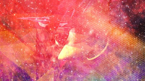 Geometric Pink Solar System with Rotating Stars - Abstract Background Texture