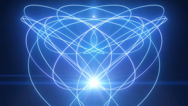 Beautiful Neon Blue Fractal Line Curves Shine Abstract Light Glow - Abstract Background Texture