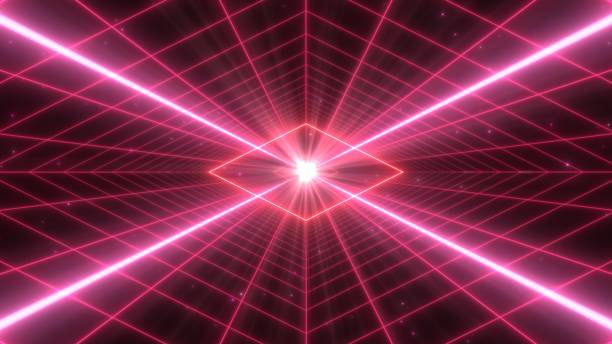 Synthwave Retro Grid Tunnel and Futuristic Diamond Neon Lights Glow - Abstract Background Texture This abstract texture background graphic is high definition and a great quality pattern that can be used for various purposes. vj loop stock pictures, royalty-free photos & images