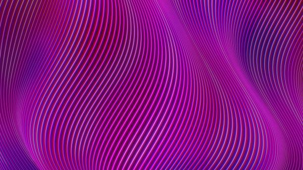 Glowing Neon Line Wave Curve Abstract Shiny Surface Flows and Bends - Abstract Background Texture