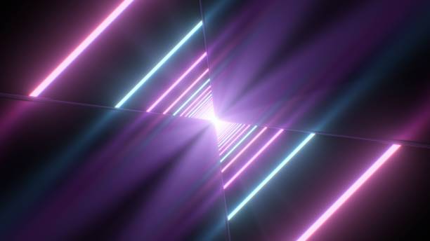 istock Ultraviolet Retro Neon Laser Beam Diagonal Line Reflections 3D Tunnel - Abstract Background Texture 1304384528