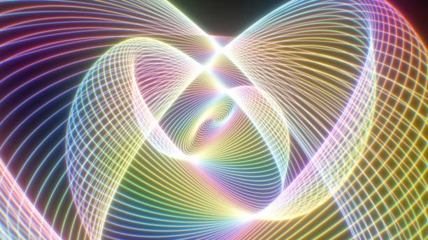 istock Rainbow Spectrum Mathematical Curved Wavy Neon Lines Glow in Space - Abstract Background Texture 1304384575