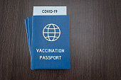 Concept of global vaccination passport. Certificate for those who received the coronavirus vaccine