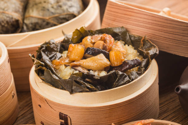 istock Steamed chicken with lotus leaf sticky rice 1304386078