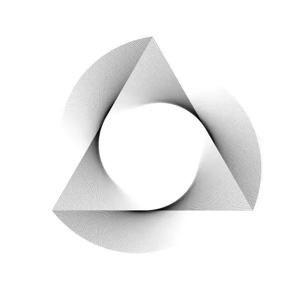 Vector illustration of Fine spin, rotating triangle, fading to white