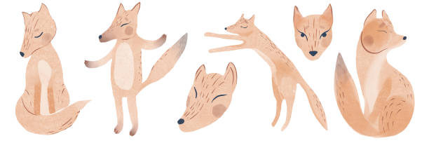 istock Fox cute adorable character doing different activities funny happy nature red tail and wildlife orange forest fox character 1304393218