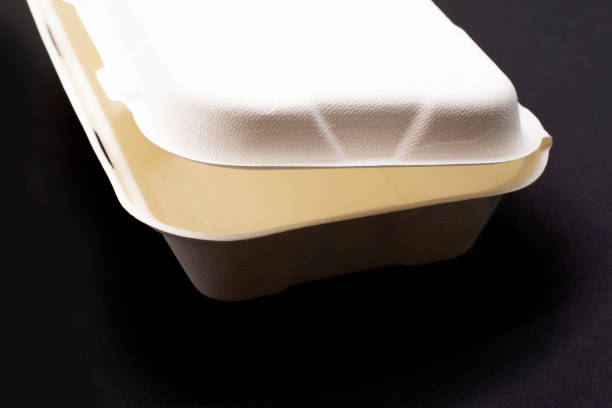 istock White plastic box for food, this can be used with a microwave oven on a black background 1304395431