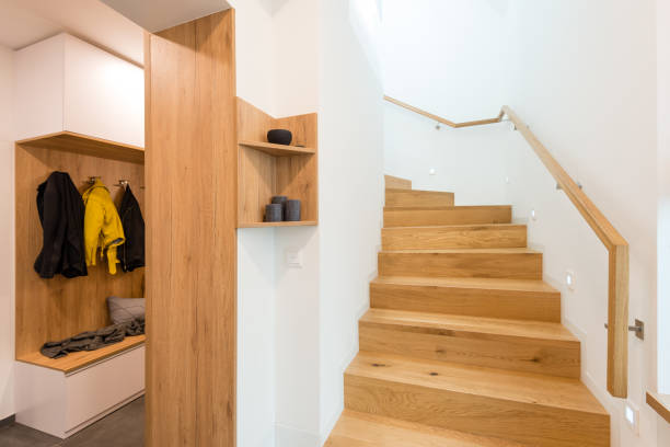 istock Wooden stairway in house 1304395694