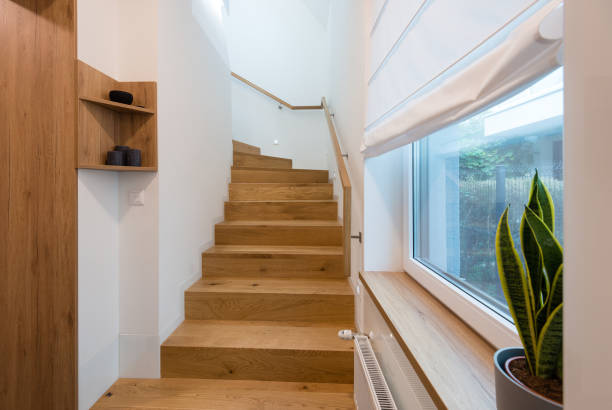 istock Wooden stairway in house 1304395738