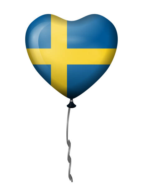 illustrations, cliparts, dessins animés et icônes de indicateur suédois de ballon de coeur - drapeau suédois