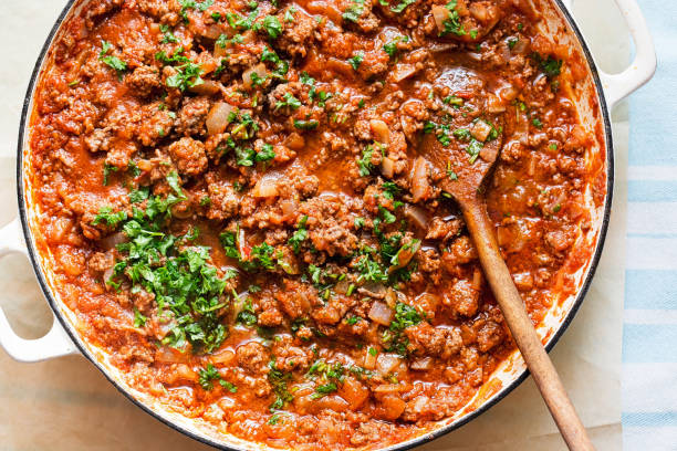 istock Bolognese beef sauce with tomatoes and parsley 1304396801