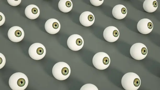 3d rendering of glossy eyeball, eye iris background.