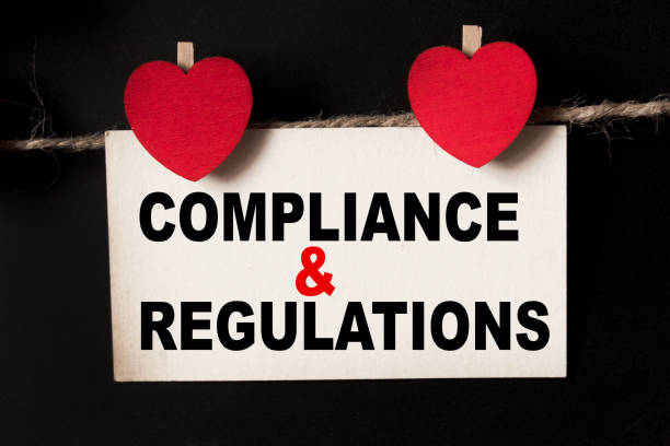 istock a sheet on a black background with text COMPLIANCE AND REGULATIONS . business concept 1304401421